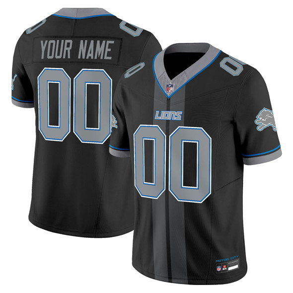 Men's Detroit Lions Customized Black 2025 F.U.S.E. 'Motor City Racing Edition' Vapor Limited Stitched Football Jersey Men's Detroit Lions Customized Black 2025 F.U.S.E. 'Motor City Racing Edition' Vapor Limited Stitched Football Jersey